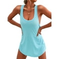 thumbnail image 1 of Trajes de Baño para Mujer, Vestidos de Playa Básicos, Sin Mangas, con Cuello en U, para Playa Azul S, 1 of 9