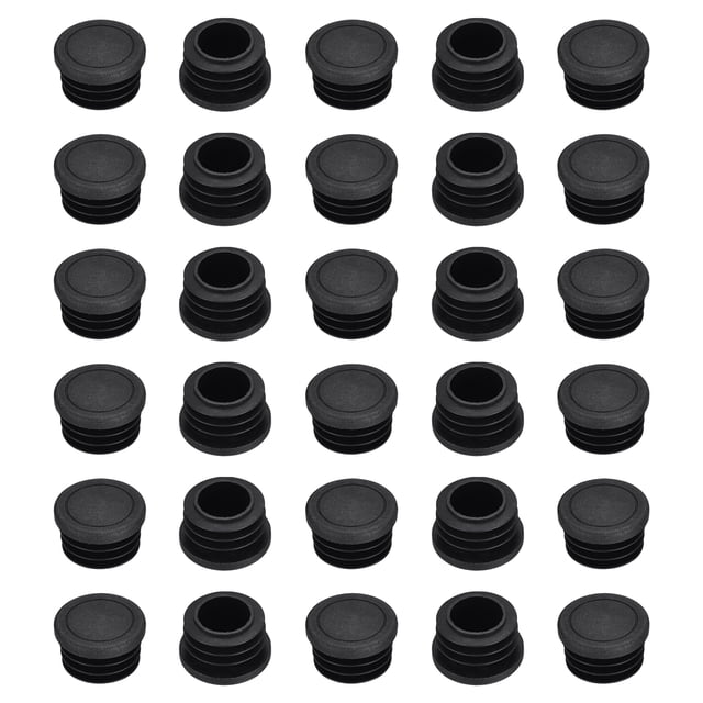 Uxcell 30 Pack Tapón de Agujero de Plástico, 1 3/16" (30mm) OD Tapa de Tubo Redonda que se Ajusta a Agujeros de 24-27mm para Patas de Muebles de Metal, Sillas, Mesas, Negro