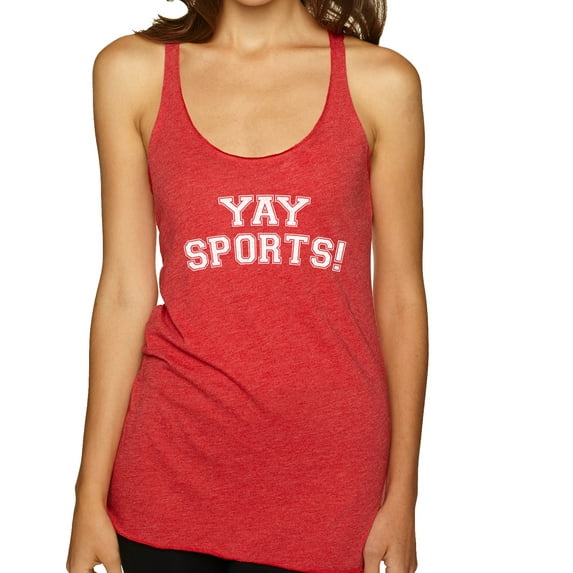 Wild Bobby YAY SPORTS! Sports Women Tri-Blend Racerback Tank Top, Vintage Red, Small