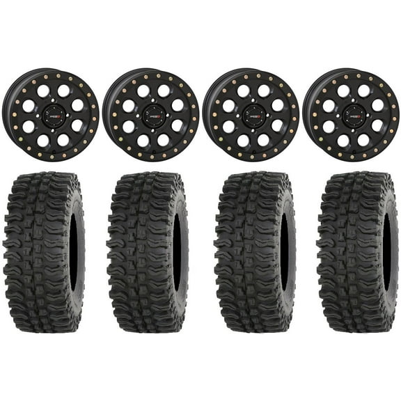 System 3 SB-7 14" Wheels Black (4 3) 30" BDC Tires Kawasaki Teryx Mule