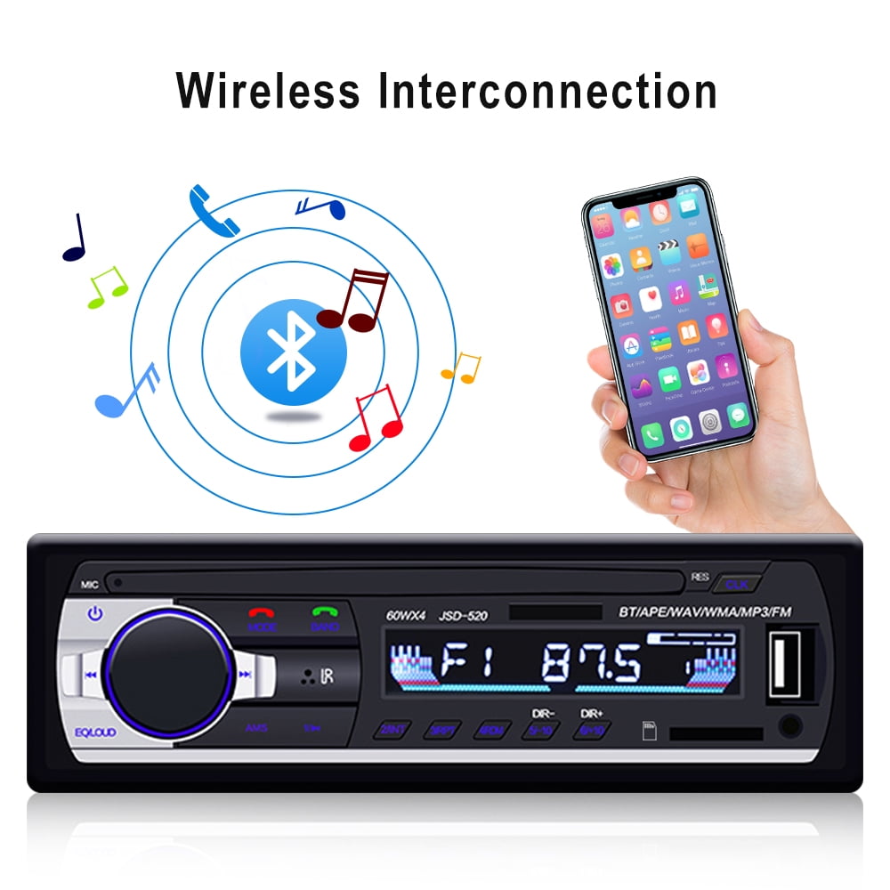 Podofo Single Din Car Stereo 12V Bluetooth FM Radio Car Audio Player Digital Audio Music USB/SD/AUX