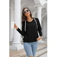 thumbnail image 5 of PCEAIIH Hoodies for Women V Neck Long Sleeve Lightweight Sweatshirts Drawstring Pullover Tops, 5 of 7