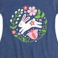 thumbnail image 3 of Instant Message - Scandinavian Bunny With Flowers - Toddler & Youth Girls Fit & Flare Dress, 3 of 5