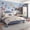 Blue White (Drawerless), variant on Full Size Upholstered Bed Frame with LED Lights and Fabric Headboard, Princess Platform Bed for Girls with Wood Slats, No Box Spring Needed in Pink and White