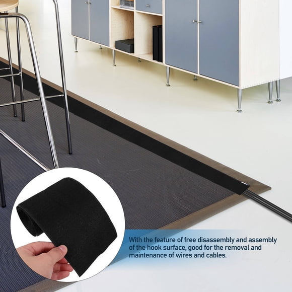 Raindrops 2Pcs Electrical Cord Cover Black Polyester Floor Wire Hider for Safe Cable Management