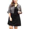 thumbnail image 2 of GRACE & GRANDEUR Women's Plus Jean Jackets Button Down Denim Bomber Jacket, 2 of 5