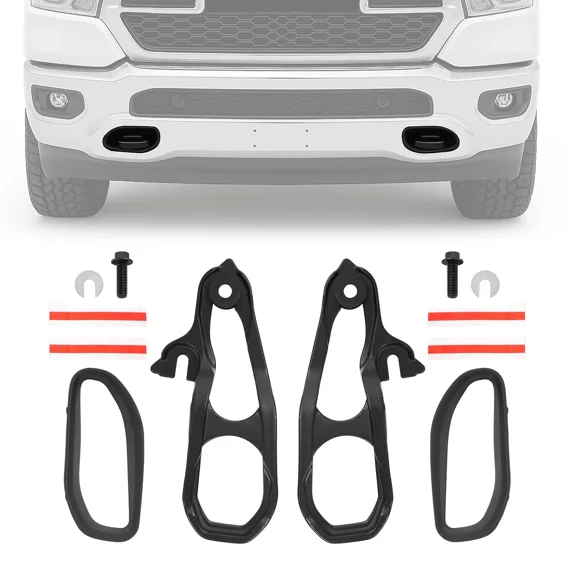 Kojem Front Car Tow Hooks Left Right w/ Hardware Black for Ram 1500 DT 2019-2024