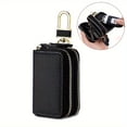 thumbnail image 5 of QIQUWOHUL Leather Car Key Holder Case Wallet Zip Bag Key Ring Double Layer Key Organiser Key Ring Cover Zip Key Case Bag Leather Key Holder, 5 of 7