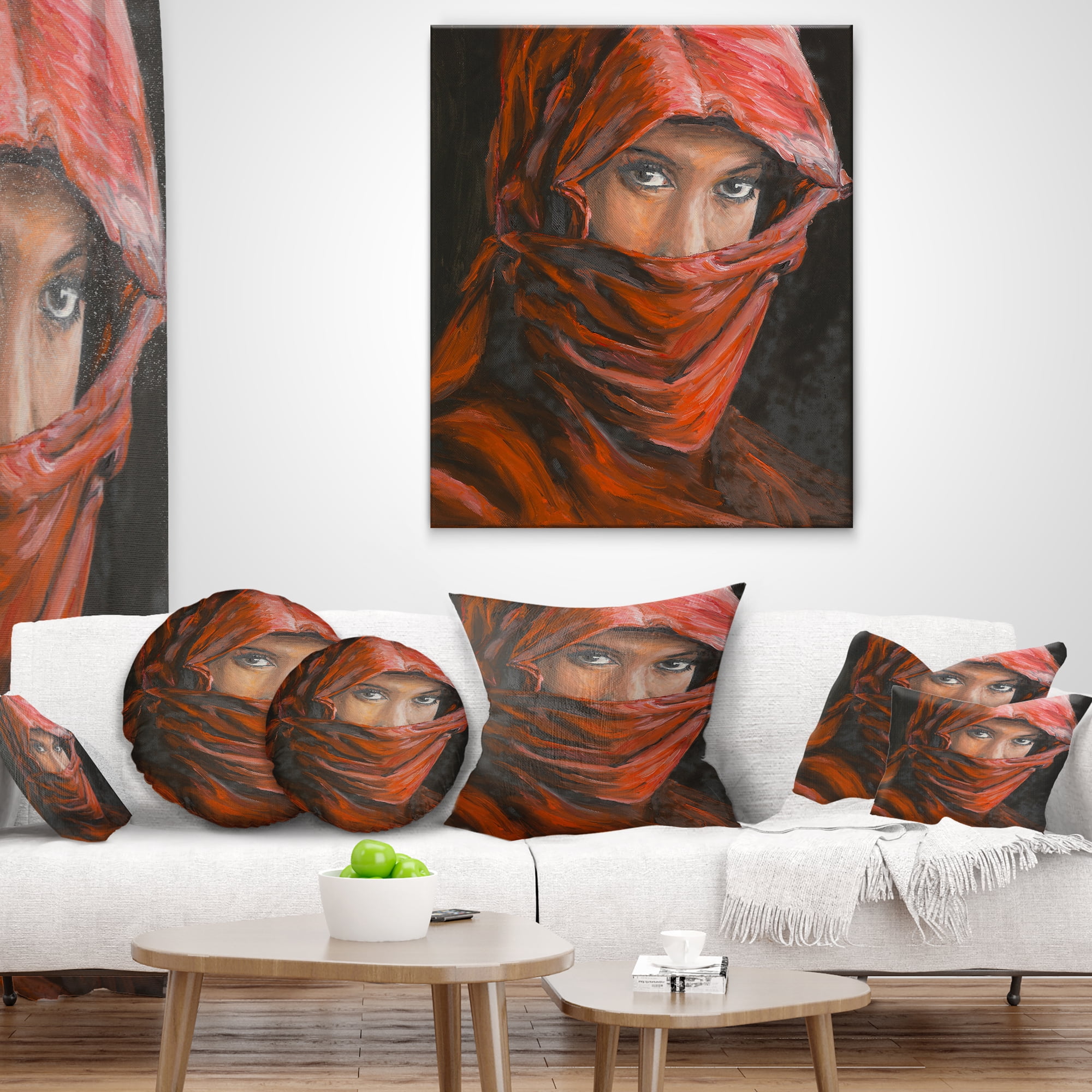 Designart Arabian Woman in Hijab - Portrait Throw Pillow - 18x18