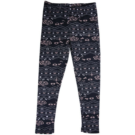 - HDE Girls Fleece Winter Knit Leggings Kids Nordic Stretch Pants Footless Tights Heart Star Medium 7-8 Heart Star Medium 7 8