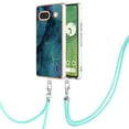 thumbnail image 2 of Mantto for Google Pixel 7a Case, with Lanyard Adjustable Strap, Marble Pattern Soft TPU Bumper Hard PC Back Shockproof Protective Glossy Stylish Durable Phone Case for Women Girls,Green, 2 of 7