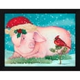 thumbnail image 2 of Laurie Korsgaden 24x19 Black Modern Wood Framed Wall Art Titled - Christmas Pig And Friend, 2 of 6