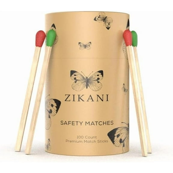 ZIKANI Red and Green Tip Fancy Matches 4" Match Refill and Striker 100 Long Matches Short Matches Wooden Matches Bulk Matches Decorative Matchsticks for Fireplace - Striker Pad Included