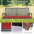 thumbnail image 6 of Gymax Rattan Patio Porch Swing 2-Person Cushioned Swing Chair Bench w/ Hanging Ropes Red, 6 of 8