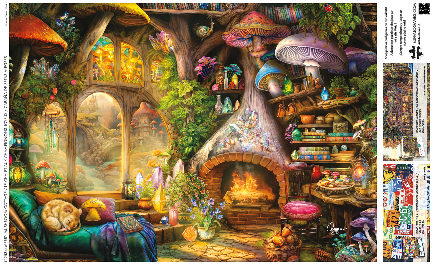 Buffalo Games Merry Mushroom Cottage 300-Piece 21.25 x 15-Inch Interlocking Jigsaw Puzzle for Adults Ages 14+