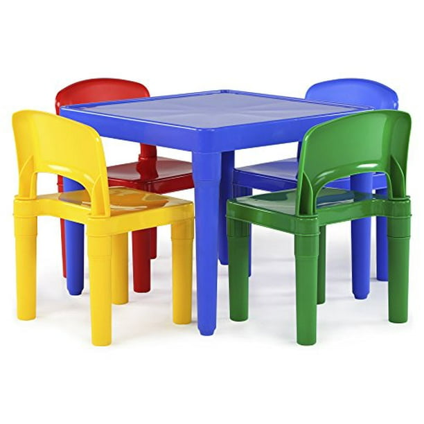 Tot Tutors Ensemble de Table et 4 Chaises en Plastique pour Enfants Couleurs Primaires (Collection Primaire)