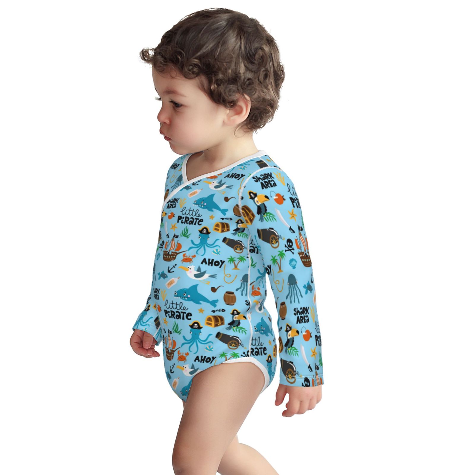 Xecao Animal Pirate Print Baby unisex-baby Cotton Long-sleeve Bodysuits-12 Months