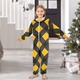 thumbnail image 6 of Yellowand Black Grid Pattern One Piece Pajamas Soft Jumpsuit Cozy Sleep and Play Romper Zipper and Pockets 12-13Y, 6 of 8
