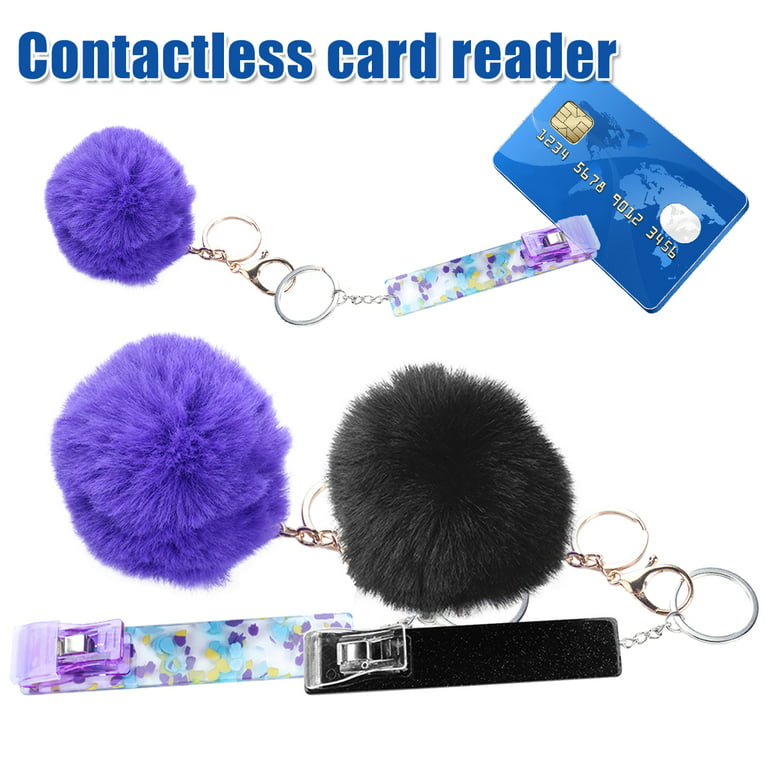 Card Grabber for Long Nails Beaded Card Grabber Keychain with Pom