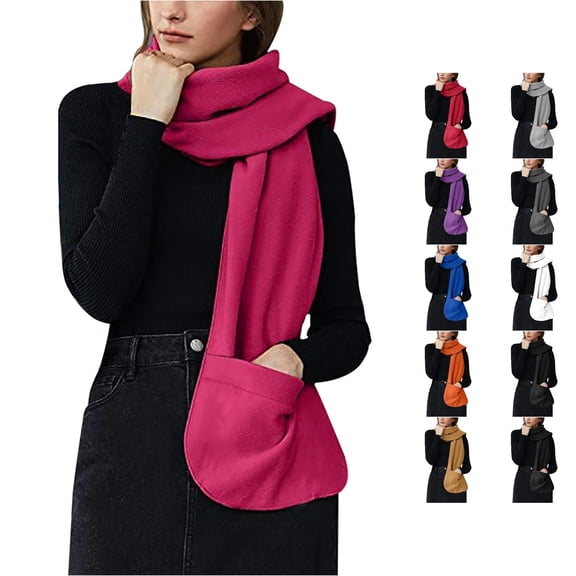 HNMKIU Formal Wrap Shawl for Women Soft Cozy Wrap Shawl With Large Front Pockets – Warm Blanket Scarf For Women Hot Pink,One Size