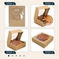 thumbnail image 4 of Cajas para tartas NPLUX, 30 unidades, con ventana, 25 x 25 x 8 cm, color marrón, 4 of 6