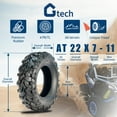 thumbnail image 3 of Mescukay Set of 2 ATV UTV Tire 22x7-11 ATV Mud Tires 22x7x11 Sport All Terrain 4 Ply Tubeless Tires 16mm Deep Tread, 3 of 9