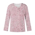 thumbnail image 3 of Uootdi Cute Summer Tops Asymmetrical Lapel V Neck 3/4 Sleeve Side Button Front Leaf Floral Branch All Over Print Soft Knit Boho Tops for Women Loose Fit Resort Airy Womens Tees, 3 of 5