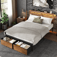 thumbnail image 6 of Satifur Full Size Bed Frame with 2 Drawers & LED Lights & Charging Station, Beds with Headboard & 10.10" Under Bed Storage, No Box Spring Needed, Easy Assembly, Rustic Brown, 6 of 10