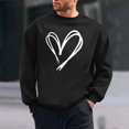 thumbnail image 2 of Stamzod Men's Crewneck Sweatshirt Lover Heart Printed Long Sleeve Tops Casual Valentines Sweatshirts for Men Black B XXL, 2 of 6