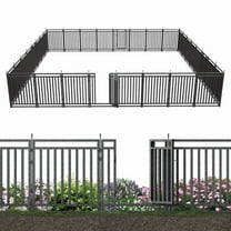 Petorldog Decorative Garden Fence, 72ft x 40in , 28 Panels   4 Gates, No Dig Metal Dog Fence for Yard | Black-Silver