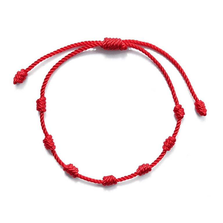 6PCS Pieces Summer String Bracelets Red Bracelet Red Cord Bracelet  Adjustable Kabbalah Red Knot String Bracelet Amulet for Protection, Evil  Eye and Good Luck for Friendship 