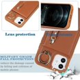 thumbnail image 5 of iPhone 12 Mini Case with Card Holder for Women, iPhone 12 Mini Phone Case Wallet with Credit Card with Ring Kickstand Zipper Shockproof Slim Stand Case for iPhone12mini - Brown, 5 of 12
