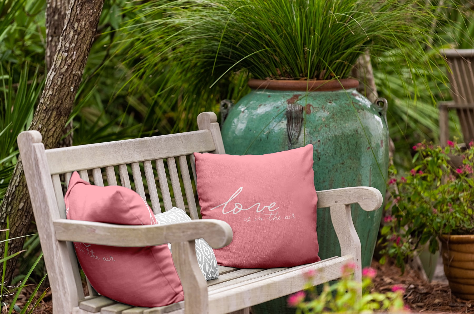 18"x18" Square Simply Daisy Valentines Love in the Air Poly Indoor/Outdoor Pillow, Pink Qty 1