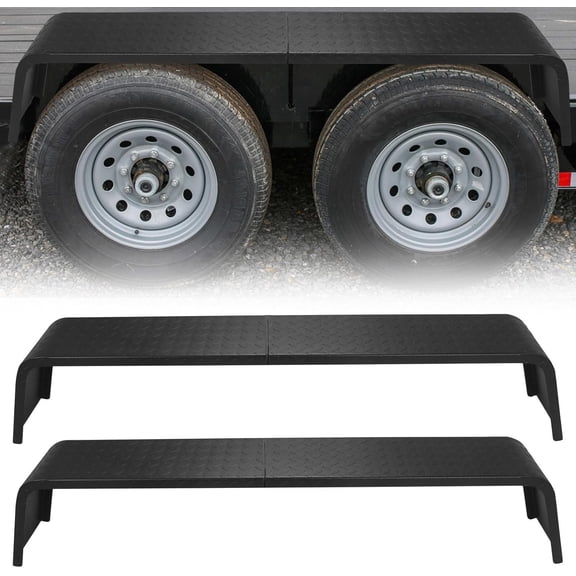 2 Pack Detachable Tandem Axle Fenders 14 Gauge Steel for 13-15 In Wheels