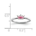 thumbnail image 3 of Auriga 925 Sterling Silver Rhodium-plated Polished Pink Enamel Crown Ring for Women Size- 4, 3 of 6
