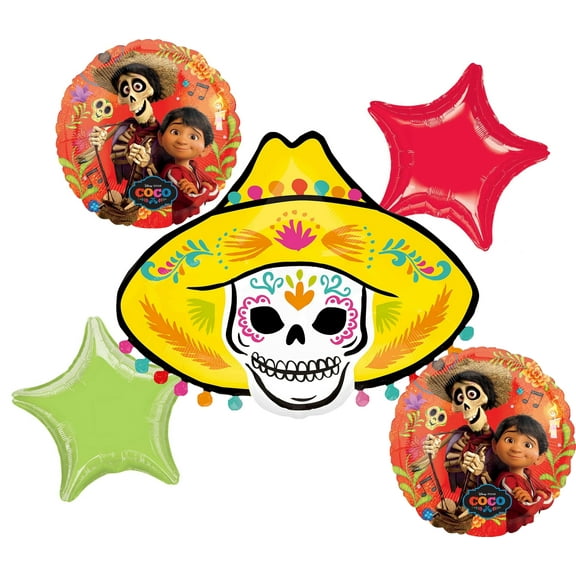 Anagram Coco Birthday Party Supplies 5pc Foil Balloon Bouquet Decorations