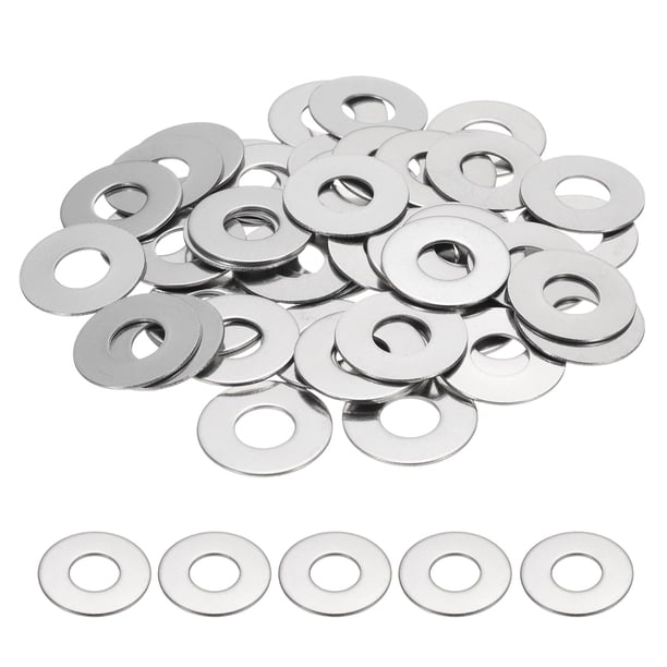 Arandela Plana M10 para Tornillo, 60Pcs Arandelas de Acero Inoxidable 304 10MM ID x 25MM OD x 1MM Grosor (Tono Plateado)