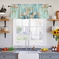 thumbnail image 3 of 2 Pack Marine Life Valance for Window Blue Shell Coral Eucalyptus Leaves Green Background Kitchen Valance Rod Pocket Short Curtain Topper Decorative Window Treatment for Living Room Bedroom 42"x12", 3 of 9