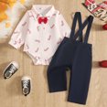 thumbnail image 6 of JAJAHO Newborn Baby Boy Clothes Christmas Gentleman Outfit Long Sleeve Romper With Suspender Pants 2 Piece Set, 6 of 8