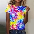 thumbnail image 4 of Uootdi Women's Tees Crew Neck Short Sleeve Tie Dye Print Tops Casual Loose Fit T Shirts Gift, 4 of 6