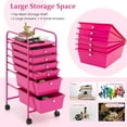 thumbnail image 4 of ZYPPP6-Drawer Rolling Storage Cart, Multifunctional Art Craft Organizer Cart, Mobile Utility Storage Cart with Removable Drawers & Lockable Wheels, Craft Cart for Home Office.-Hot Pink, 4 of 10