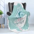 thumbnail image 4 of Beach Saying Soft Flannel Fleece Throw Blanket, Illustration of a Surfboard Ornamented with Tropical Flowers, Cozy Plush for Indoor and Outdoor Use, 50" x 60", Pale Blue Teal, by Ambesonne, 4 of 5