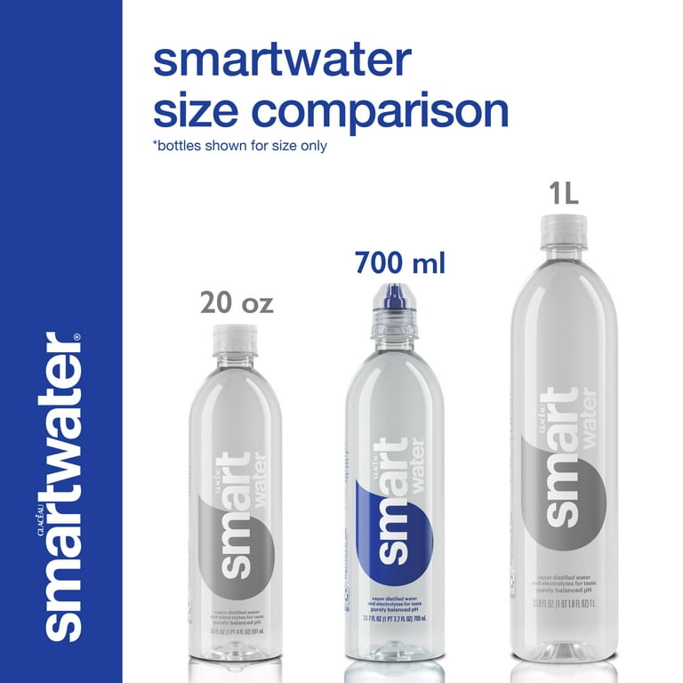 smartwater vapor distilled premium water bottle, 23.7 oz