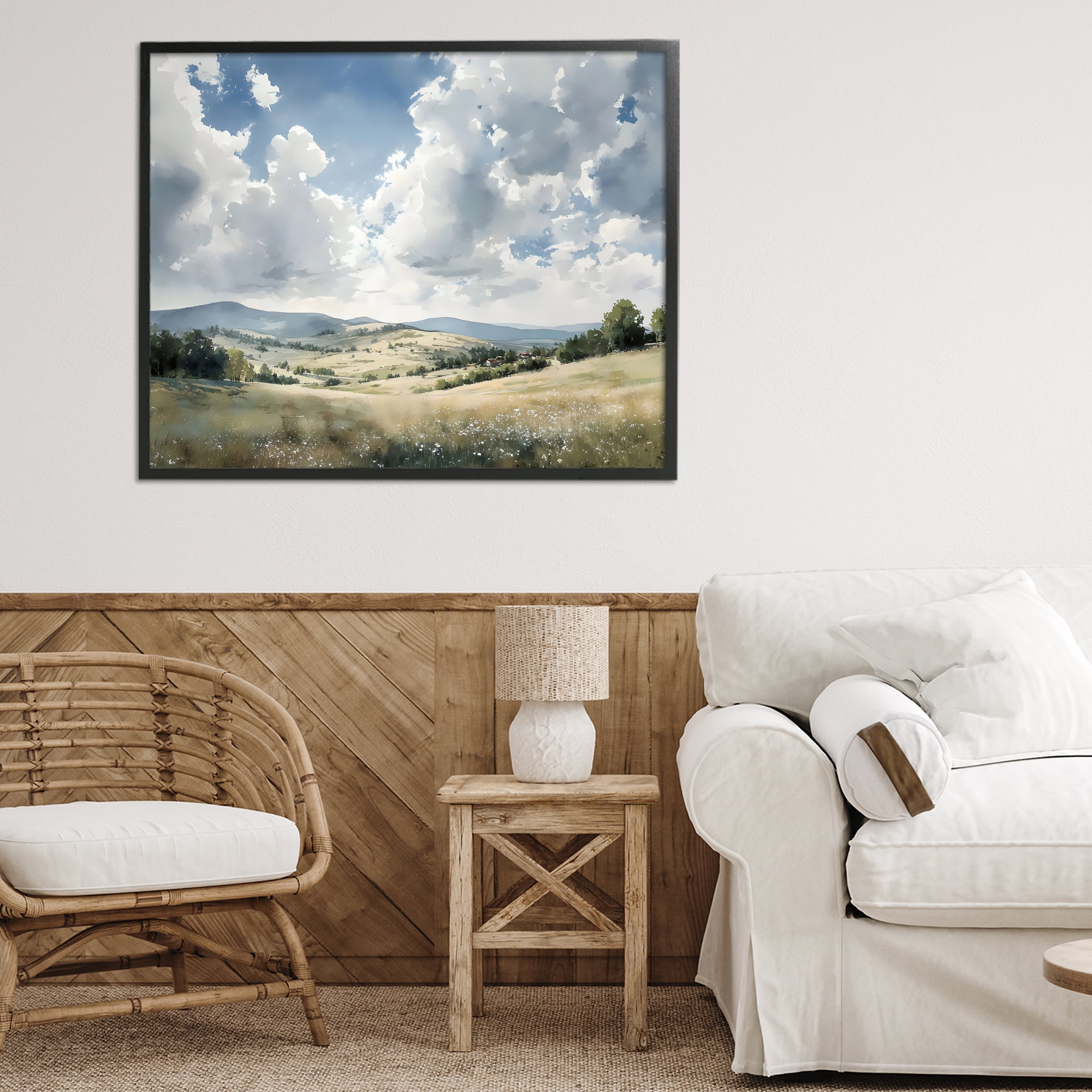Stupell Industries Cloudy Hills Meadow Black Framed Giclee Art, design by Franklyn Gregory