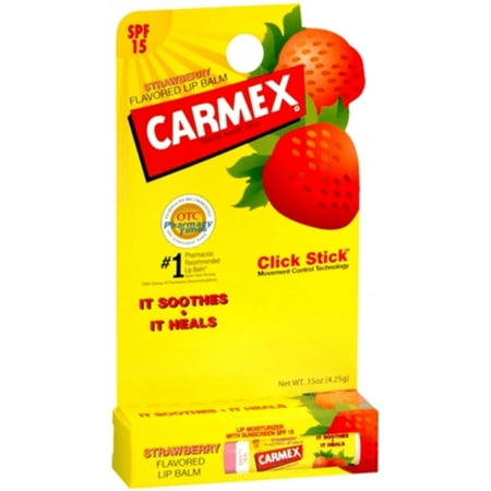 6 Pack - Carmex Click-Stick Moisturizing Lip Balm SPF 15 Strawberry 0.15