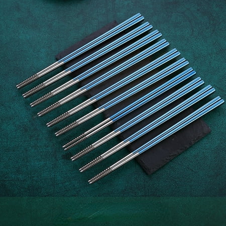 

5/10pairs Stainless Steel Chopsticks Set High-grade Alloy Slip-proof Mildew Resistant Chopsticks Reusable Metal Chopsticks Sushi Tableware Kitchen Utensils