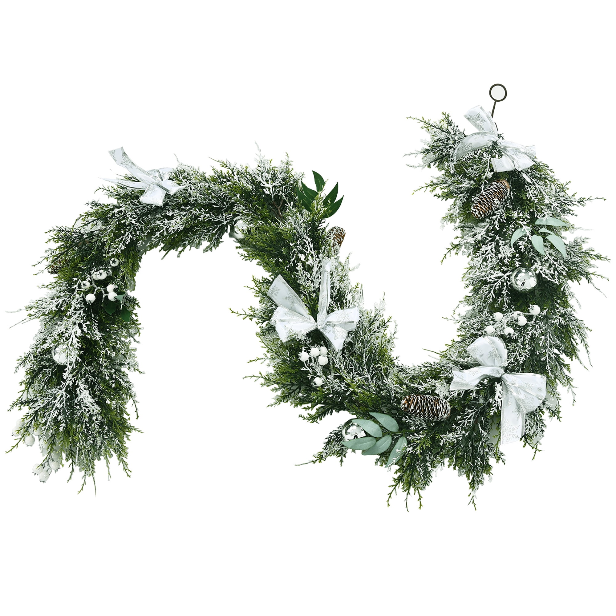 Costway Snow Flocked Christmas Cypress Garland Wedding Party Decor w