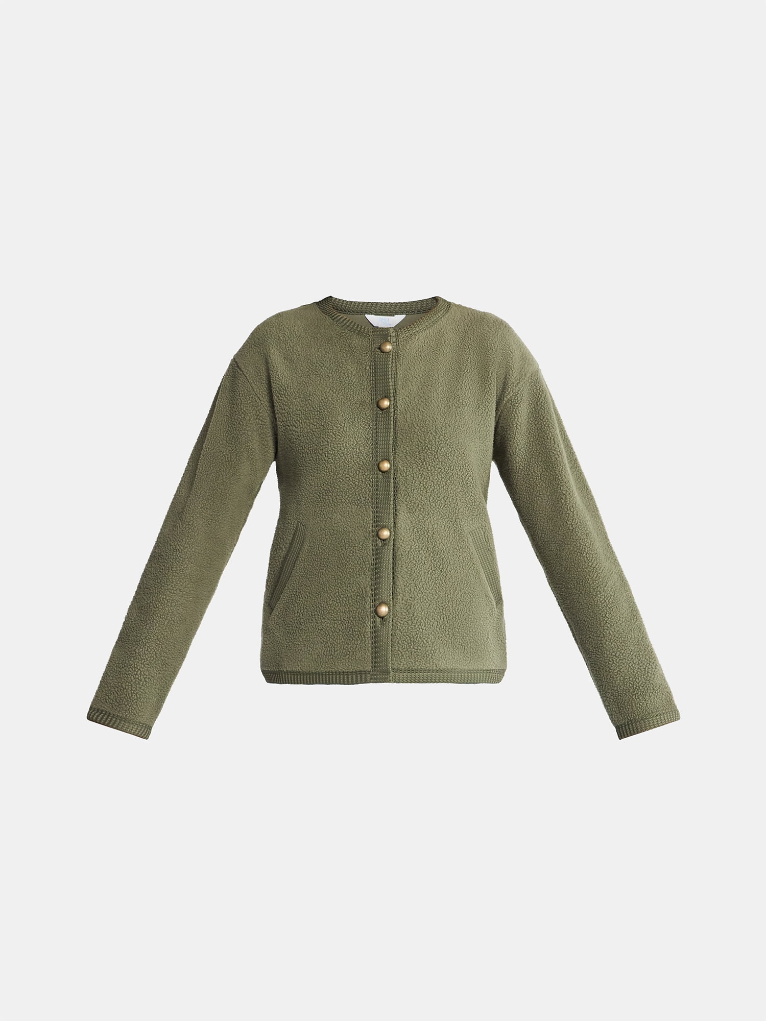 Time and Tru Women's Fleece Button Up Jacket, Lightweight, Sizes XS-XXXL