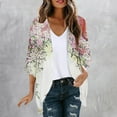 thumbnail image 2 of SELONE Long Cardigan Sweaters for Women Lightweight 3/4 Sleeve Plus Size Regular Open Front Cardigans Without Hoodie Flowers Beach Vacation Wear Red S, 2 of 5