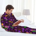 thumbnail image 6 of Lsque Mardi Gra2 Pattern Long Sleeve Pajama Set for Men - Soft 2-Piece Sleepwear and Loungewear Set with Pockets, Comfy Nightwear-Medium, 6 of 7